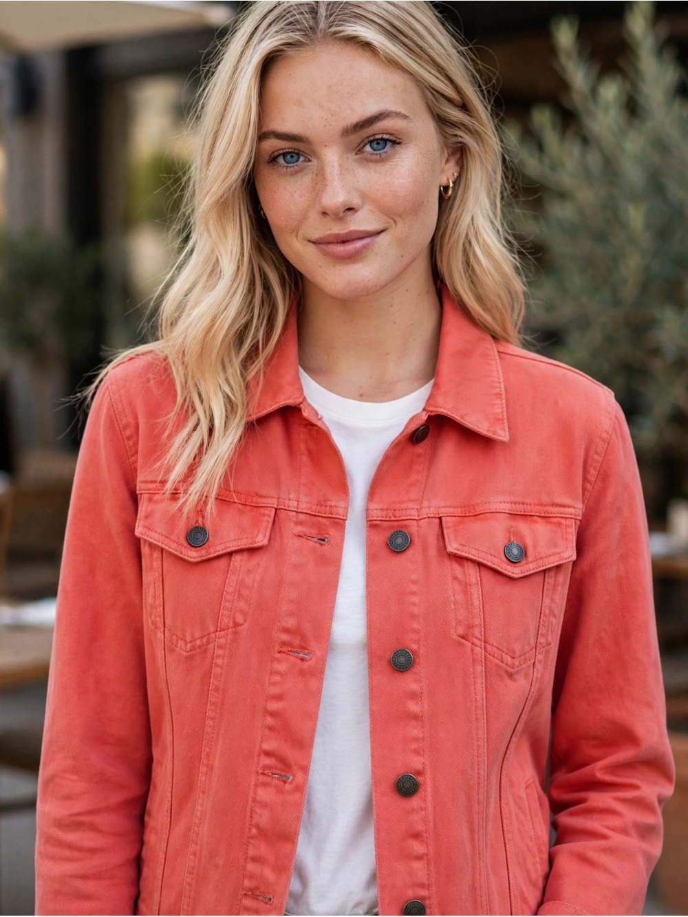 Coldwater Creek Tencel Denim Jacket coral Size Medium